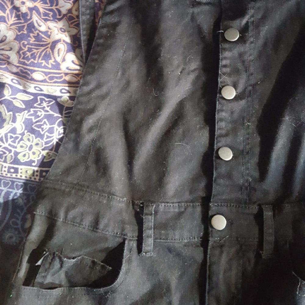 Black denim overalls